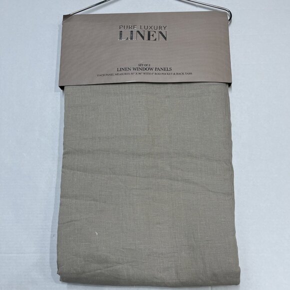 Pure Luxury Drapes Curtains Beige Natural Flax Linen Lined‎ Set Of 2 Panel 50x96 - Picture 9 of 12